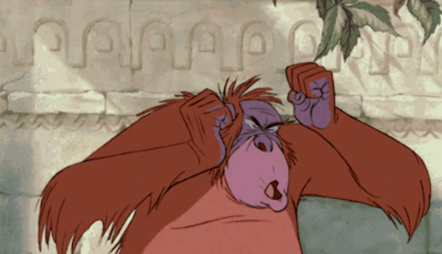 a cartoon monkey with a purple face and a purple nose