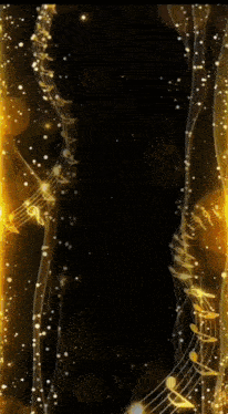 a black background with gold music notes and the words nova fusion on it