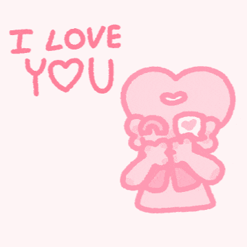 a drawing of a pink heart with the words " i love you " on it