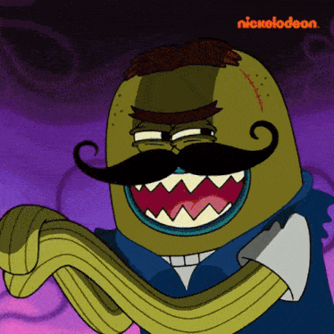 a cartoon character from nickelodeon with a mustache and teeth