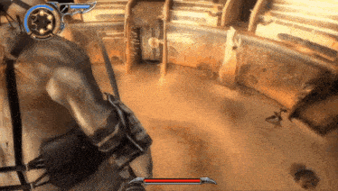 a screenshot of a video game with a red arrow pointing to the left