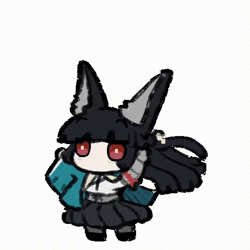 a cartoon drawing of a fox girl with headphones and a book in her hand .