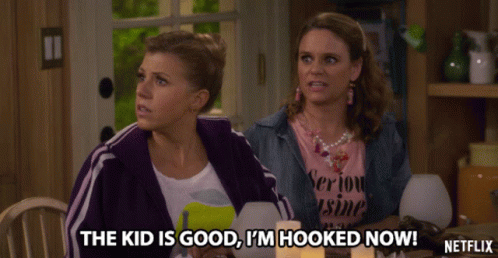 The Kid Is Good Im Hooked Now GIF - The Kid Is Good Im Hooked Now Andrea Barber GIFs
