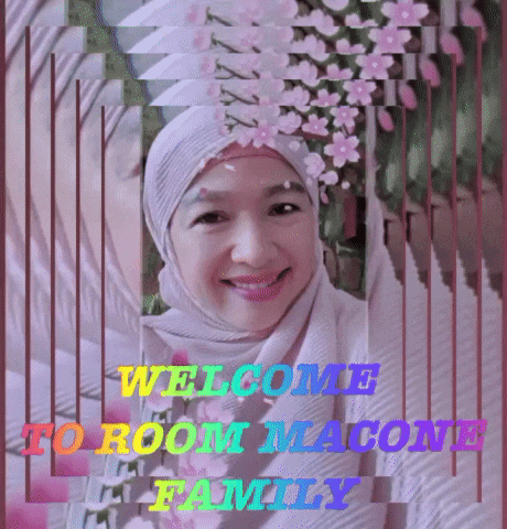 a picture of a woman in a hijab with the words welcome to room macone family