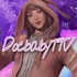 a woman wearing a hoodie with bunny ears is standing in front of a pink and purple background .