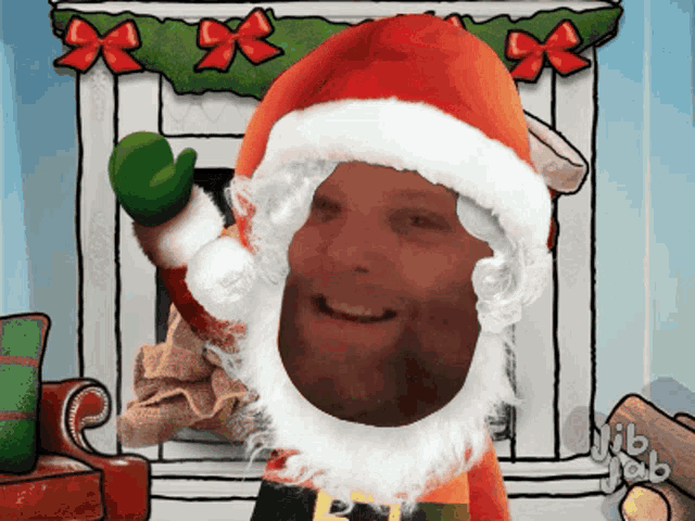 a picture of a man dressed up as santa claus
