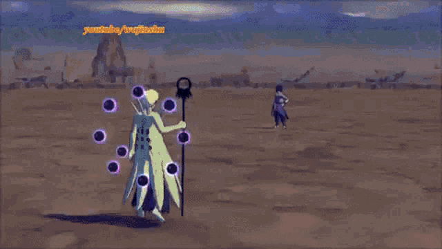 a video game screen shows a purple light coming out of a hole in the ground