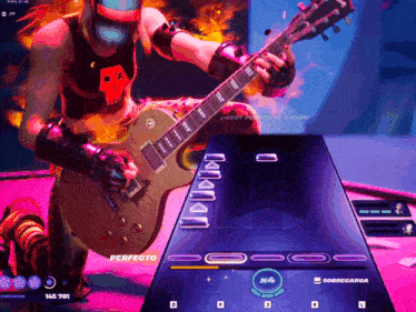 a computer screen shows a person playing a guitar and says perfecto