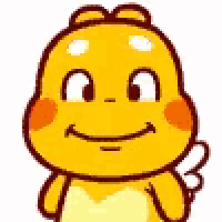 a cartoon character with wings and a heart on his chest is smiling .