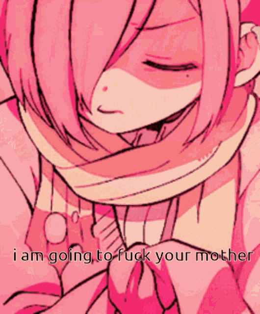 a drawing of a girl with the words i am going to fuck your mother below her