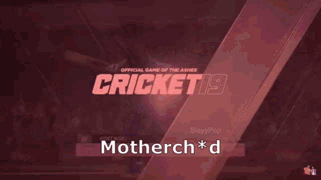 a cricket game is being played with the words motherch * d on the bottom