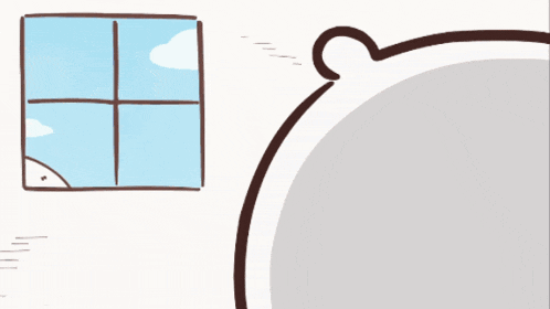 a cartoon of a cat looking out a window