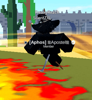 a person in a video game with the name aphos on the back