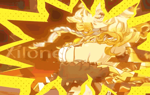 a cartoon character is surrounded by yellow rays and the word xillion is visible