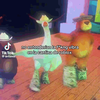 a duck and a teddy bear are dancing in a video that says tiktok on the bottom
