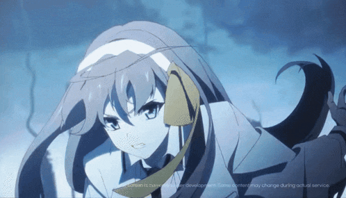 a picture of a girl with the words " screen is currently under development some content may change during actual service " on the bottom