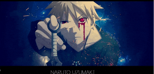 a poster of naruto uzumaki holding a sword in his hand