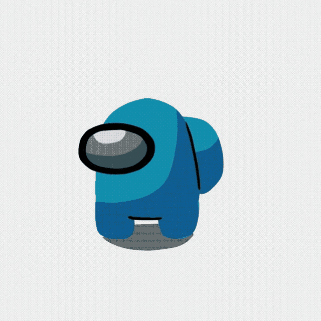 a blue among us character with a black head