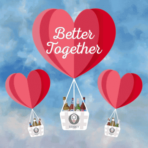 a hot air balloon with the words better together on it