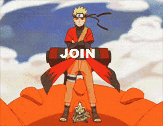 a cartoon character with the word join written on it