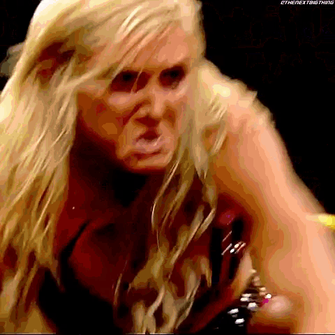 a close up of a woman 's face with the words " the next big thing " written on the bottom