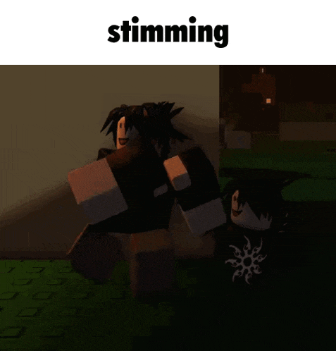 a cartoon character is standing next to another cartoon character with the word stimming above them