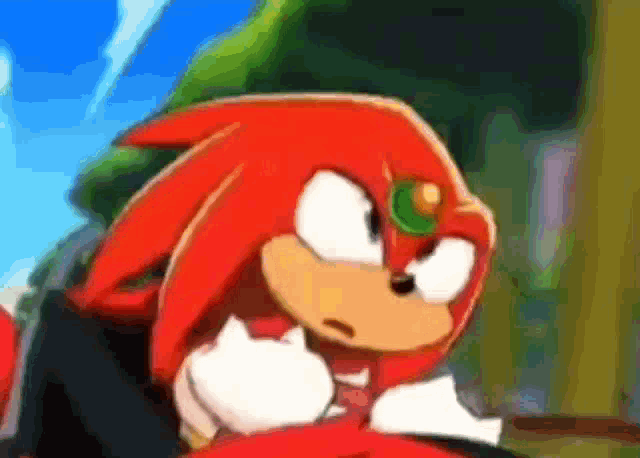 a close up of knuckles the echidna from sonic the hedgehog in a cartoon