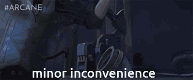 a cartoon of a man with the word minor inconvenience written below him