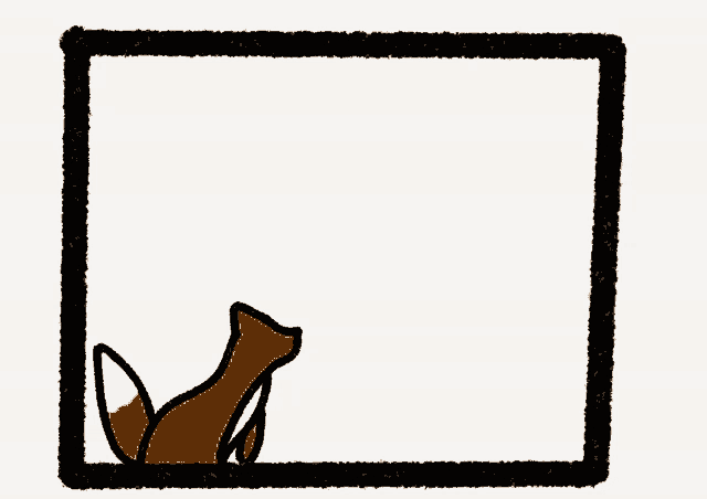 a drawing of a fox with the word cute behind it