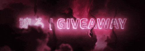 a neon sign that says # 3 giveaway is lit up in the dark