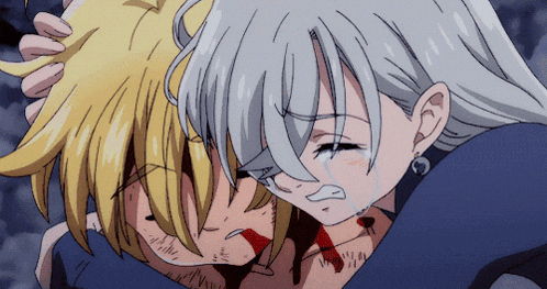 a man and a woman are hugging each other in a cartoon