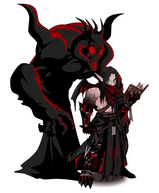 a cartoon of a man holding a book standing next to a monster