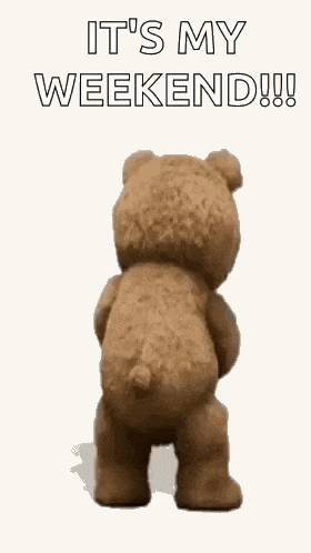 a teddy bear is holding a book and dancing .