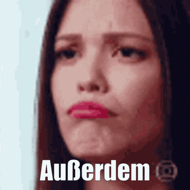 a close up of a woman 's face with a caption that says auberdem @