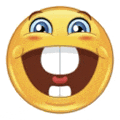 a smiley face with a big smile on it and a huge mouth .