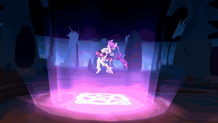 a pixel art of a girl with purple hair and a sword