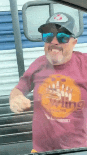 a man wearing sunglasses and a shirt that says bowling is dancing