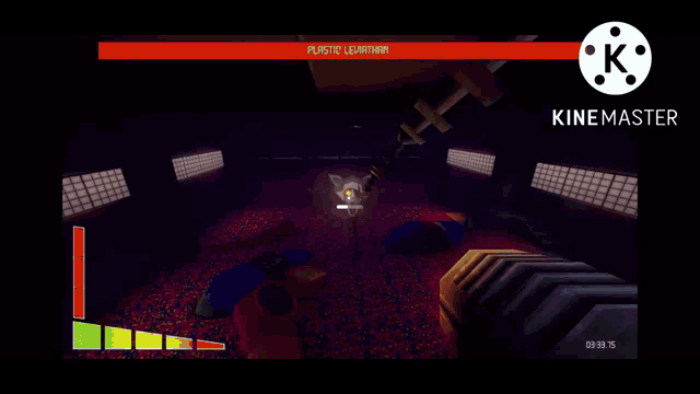 a video game called plastic leviathan is being played on a black screen