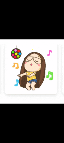 a cartoon of a girl dancing with the words expresion musical noche bailables below her