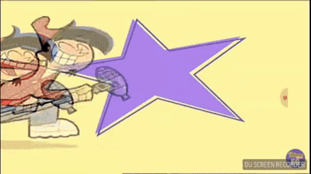 a cartoon of a man holding a microphone with the words du screen recorder below him
