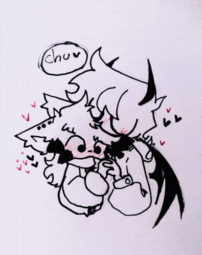 a black and white drawing of a devil with the word chuv coming out of it