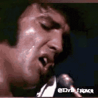 a close up of a man singing into a microphone with his eyes closed .