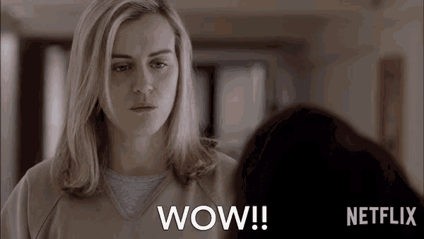 a netflix ad shows a woman looking at another woman and says wow