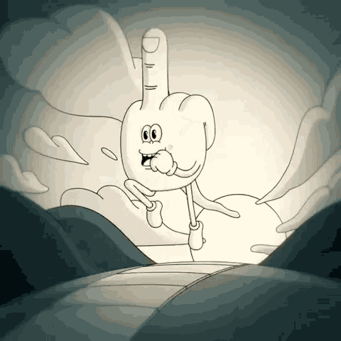 a cartoon hand giving the middle finger with a surprised look on its face