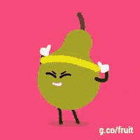 a cartoon of a pear with arms and legs