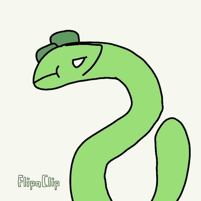 a drawing of a green snake wearing sunglasses and a flipa clip sticker