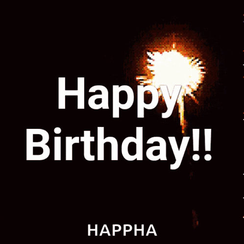 a birthday card with fireworks and the words happy birthday