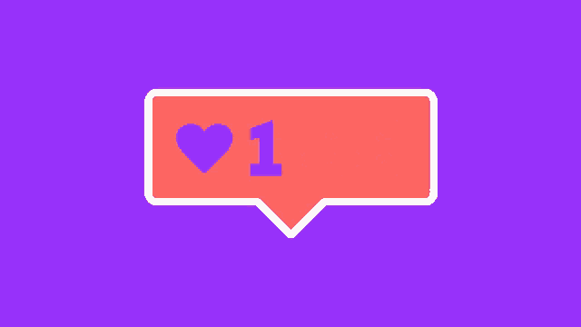 a red speech bubble with a heart and the number one on it