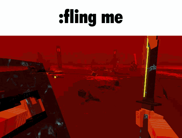 a screenshot of a video game with the text fling me