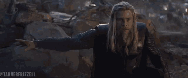 a tanner frizzell animated gif of thor with his arms outstretched